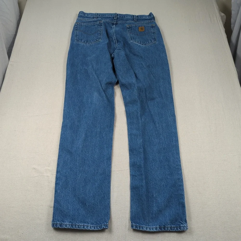 Carhartt Jeans Mens 38x36 Blue Relaxed Fit Utility Workwear Faded Distressed